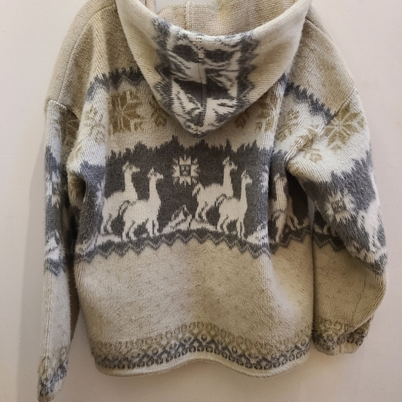Yari Artesanias 100% Wool Made in Ecuador Hooded Sweater Jacket - Size Large - Picture 5 of 9